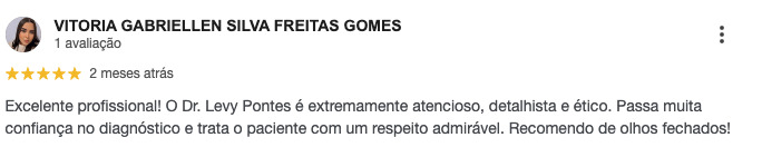 Depoimento de paciente do Dr. Levy Pontes
